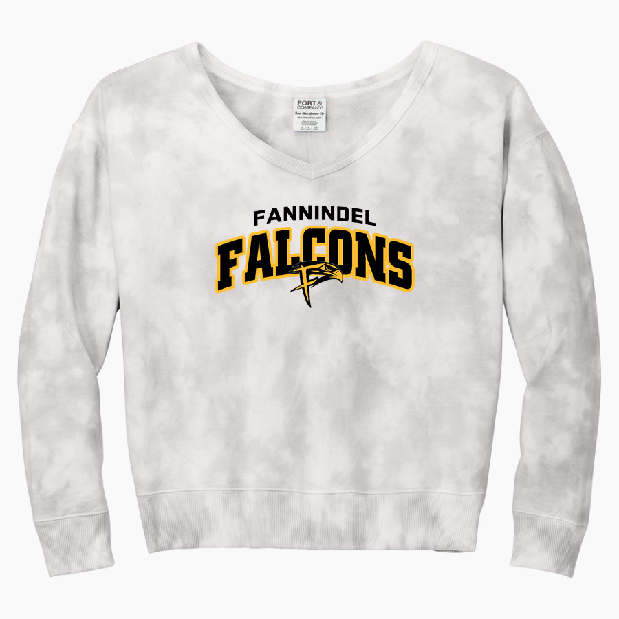 Fannindel Falcons <span class="pdp-name-mascot">Fannindel Falcons</span> Port & Company Women's Tie-Dye V-Neck Sweatshirt