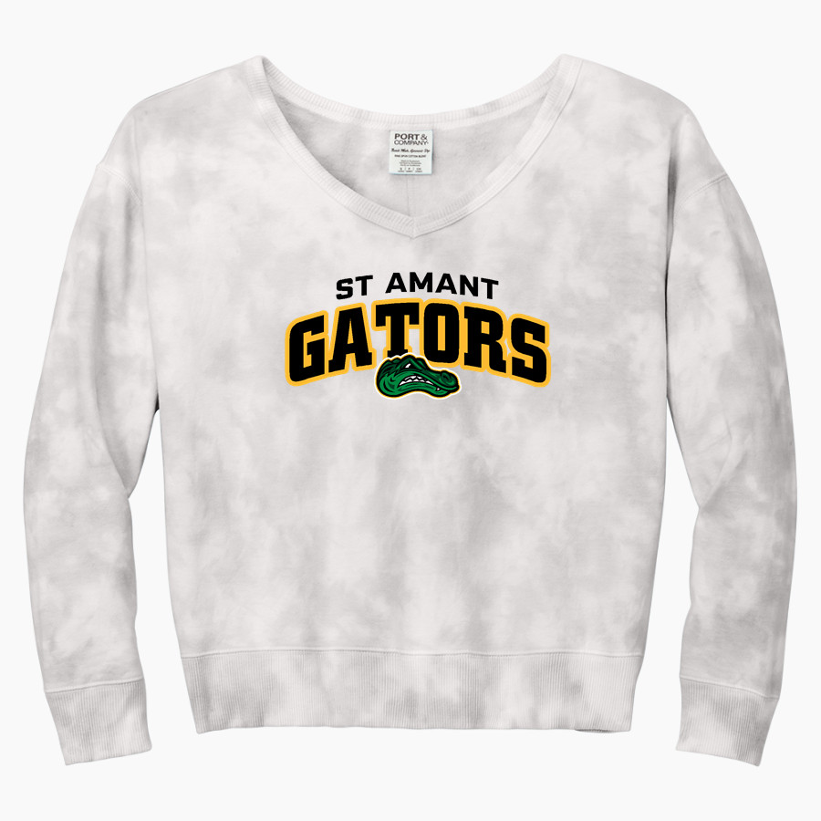 ST AMANT HIGH SCHOOL GATORS <span class="pdp-name-mascot">ST AMANT GATORS</span> Port & Company Women's Tie-Dye V-Neck Sweatshirt