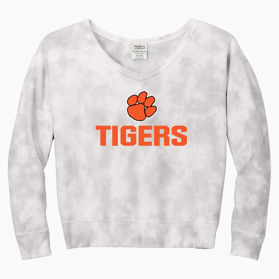 SOUTH HADLEY HIGH SCHOOL TIGERS Port & Company Women's Tie-Dye V-Neck Sweatshirt