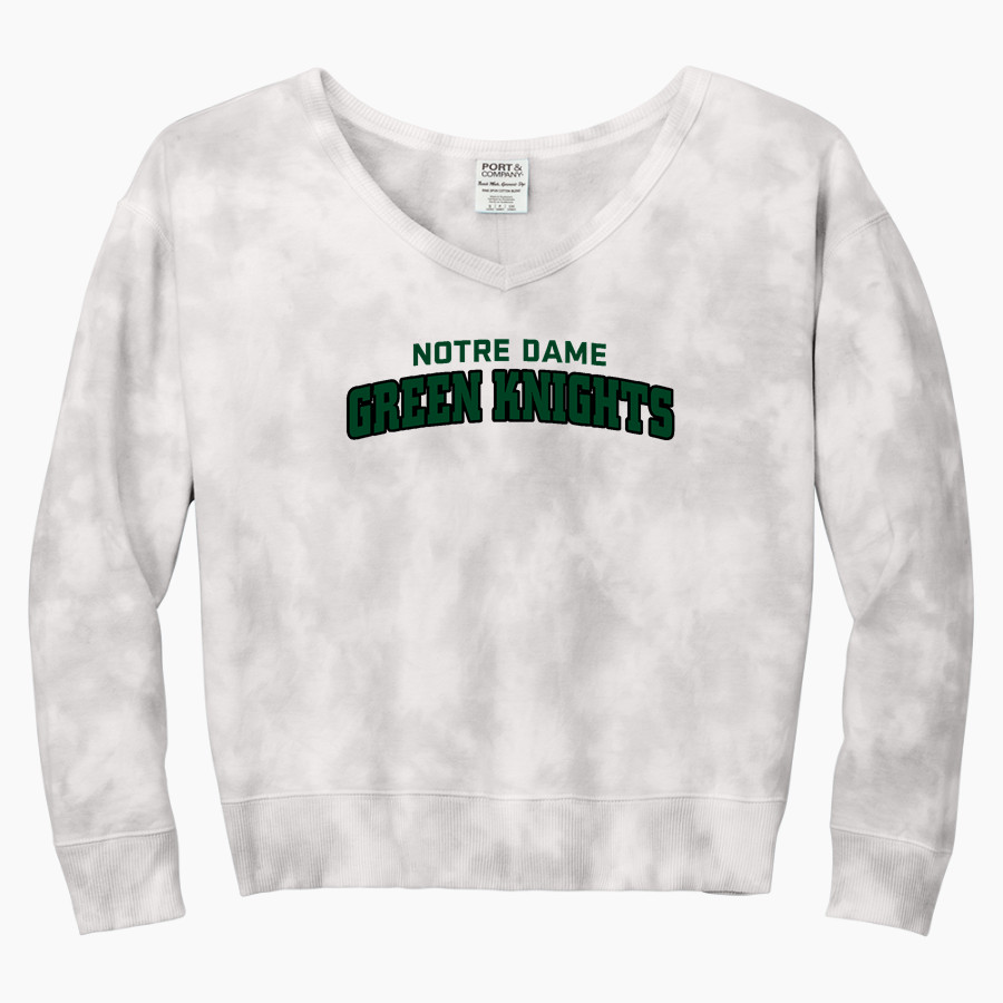 NOTRE DAME HIGH SCHOOL GREEN KNIGHTS Port & Company Women's Tie-Dye V-Neck Sweatshirt