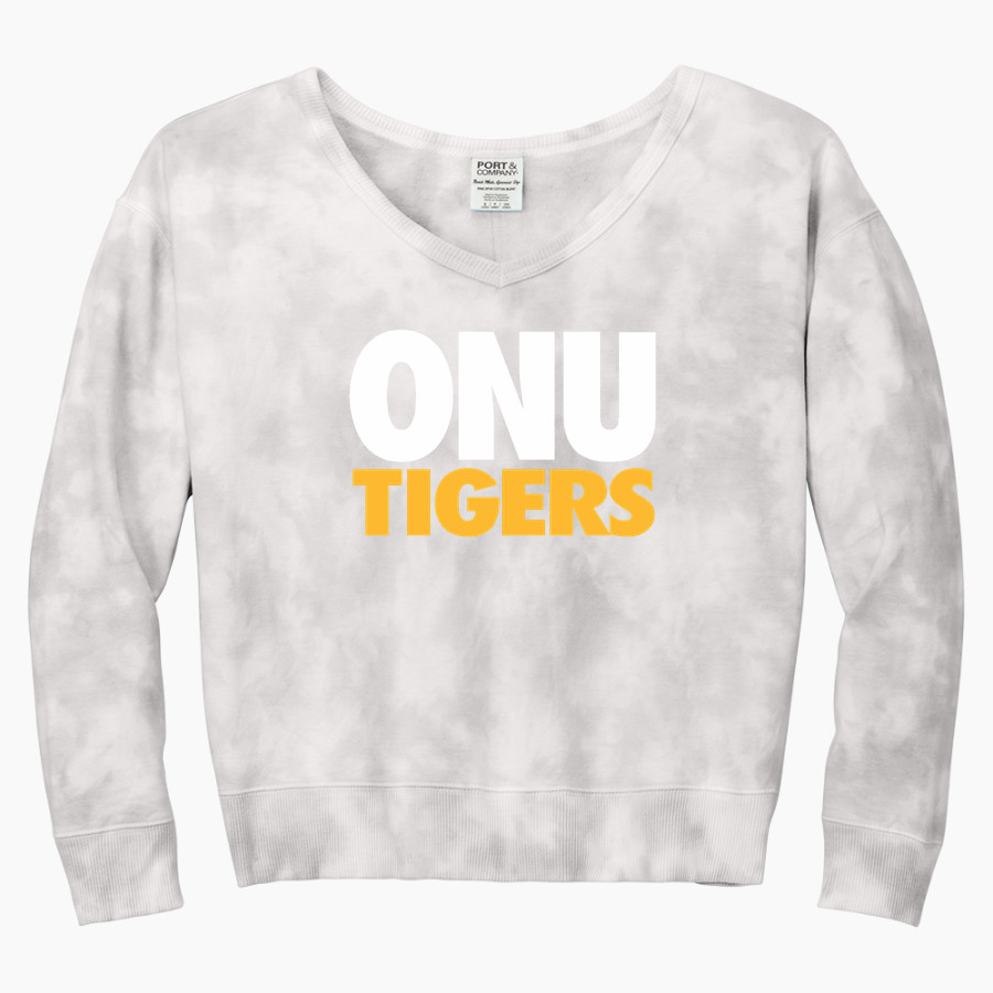 Olivet Nazarene Tigers <span class="pdp-name-mascot">Olivet Nazarene University Tigers</span> Port & Company Women's Tie-Dye V-Neck Sweatshirt