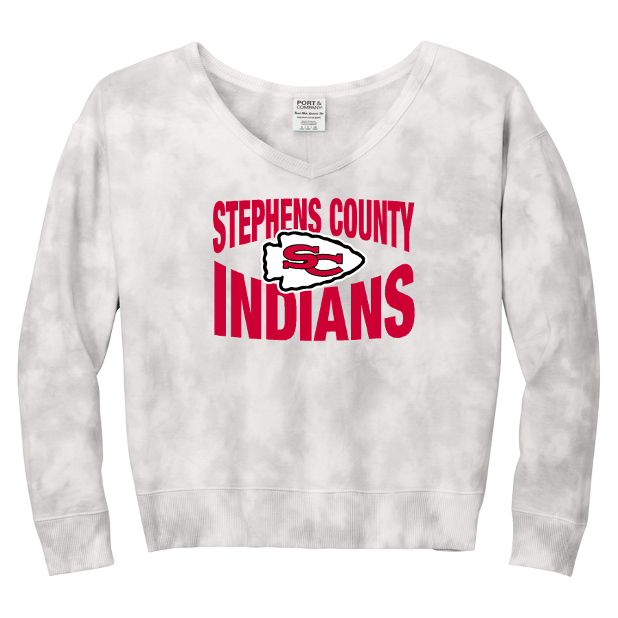 STEPHENS COUNTY HIGH SCHOOL INDIANS <span class="pdp-name-mascot">STEPHENS COUNTY INDIANS</span> Port & Company Women's Tie-Dye V-Neck Sweatshirt
