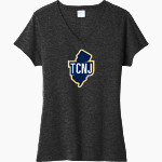 THE COLLEGE OF NEW JERSEY LIONS <span class="pdp-name-mascot">THE COLLEGE OF NEW JERSEY LIONS</span> Port & Company Women's Tri-Blend V-Neck T-Shirt Front Thumbnail