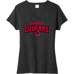 Frisch Cougars <span class="pdp-name-mascot">Frisch Cougars</span> Port & Company Women's Tri-Blend V-Neck T-Shirt Front Thumbnail