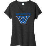 Wellesley College Sideline Store <span class="pdp-name-mascot">Wellesley Blue</span> Port & Company Women's Tri-Blend V-Neck T-Shirt Front Thumbnail
