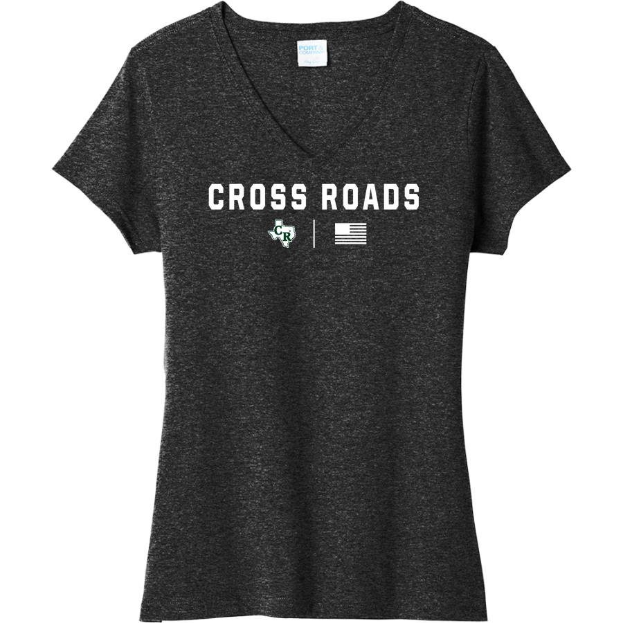 CROSS ROADS HIGH SCHOOL BOBCATS <span class="pdp-name-mascot">CROSS ROADS BOBCATS</span> Port & Company Women's Tri-Blend V-Neck T-Shirt