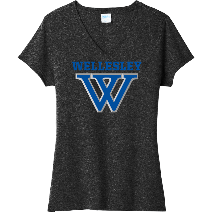 Wellesley College Sideline Store <span class="pdp-name-mascot">Wellesley Blue</span> Port & Company Women's Tri-Blend V-Neck T-Shirt