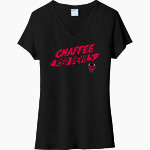 Chaffee Red Devils <span class="pdp-name-mascot">Chaffee Schools Red Devils</span> Port & Company Women's Tri-Blend V-Neck T-Shirt Front Thumbnail