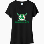 Communion of Saints School Sabres official sideline store Port & Company Women's Tri-Blend V-Neck T-Shirt Front Thumbnail