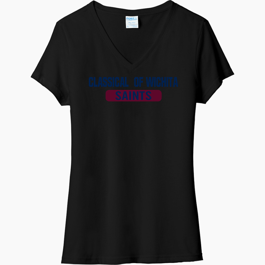 Classical Of Wichita Saints <span class="pdp-name-mascot">Classical Of Wichita Saints</span> Port & Company Women's Tri-Blend V-Neck T-Shirt