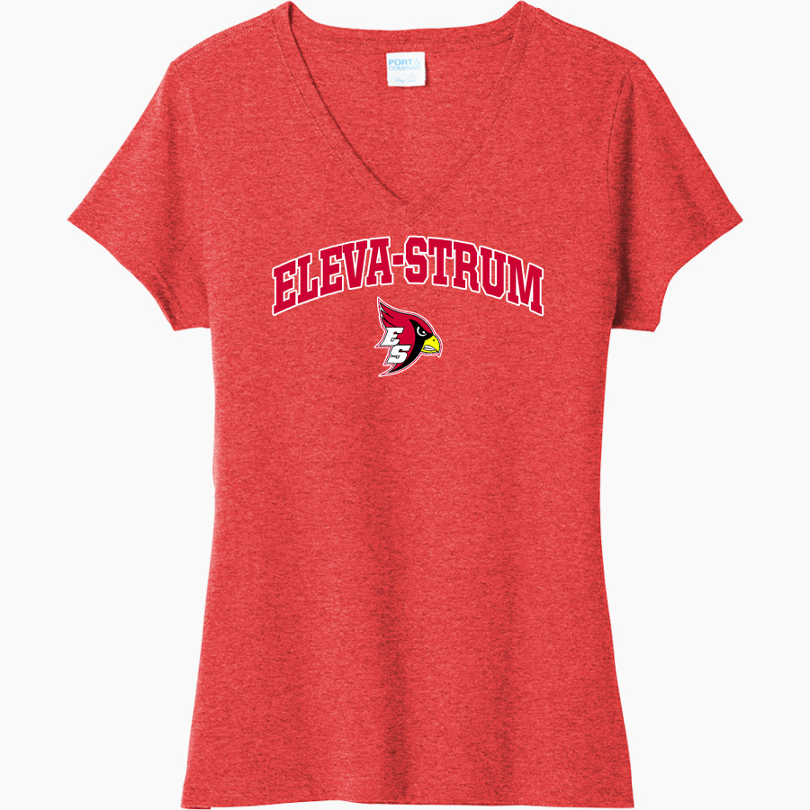 Eleva-Strum Cardinals Port & Company Women's Tri-Blend V-Neck T-Shirt