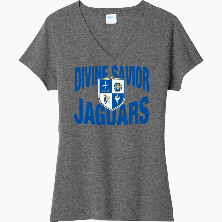 Divine Savior Academy Jaguars <span class="pdp-name-mascot">Divine Savior Academy Jaguars</span> Port & Company Women's Tri-Blend V-Neck T-Shirt