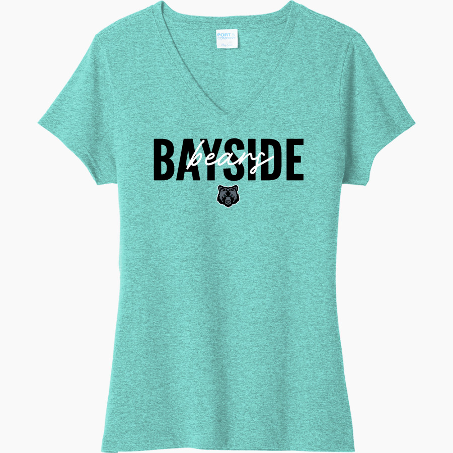 BAYSIDE HIGH SCHOOL BEARS Port & Company Women's Tri-Blend V-Neck T-Shirt