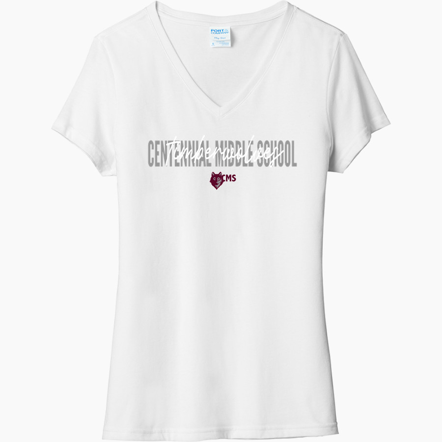 Centennial Middle School Timberwolves <span class="pdp-name-mascot">Centennial Middle School Wolves</span> Port & Company Women's Tri-Blend V-Neck T-Shirt