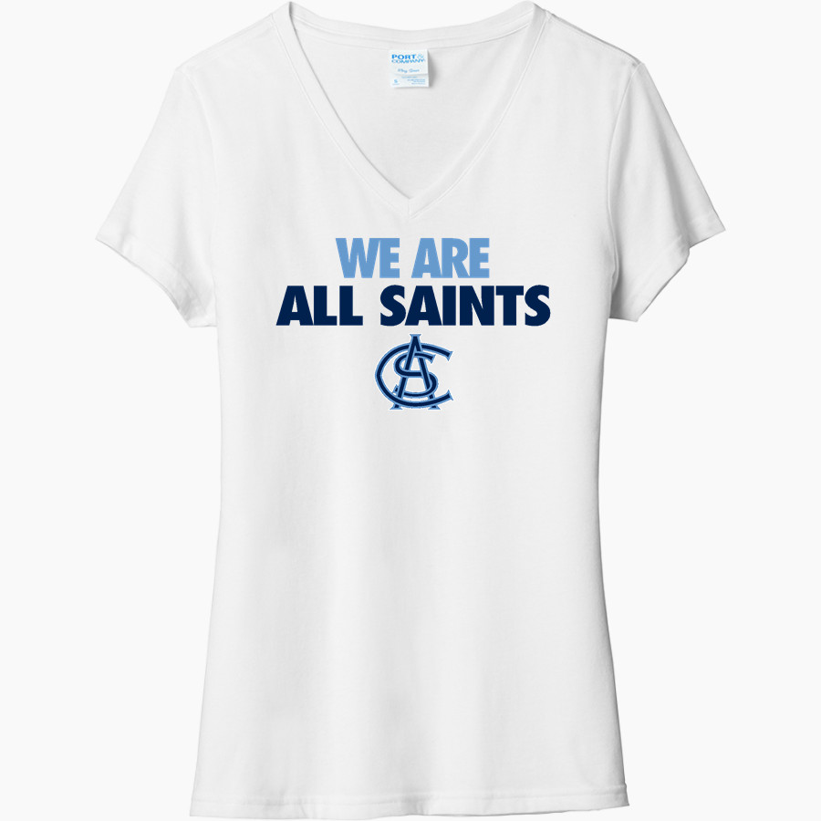ALL SAINTS CATHOLIC HIGH SCHOOL COUGARS <span class="pdp-name-mascot">ALL SAINTS COUGARS</span> Port & Company Women's Tri-Blend V-Neck T-Shirt