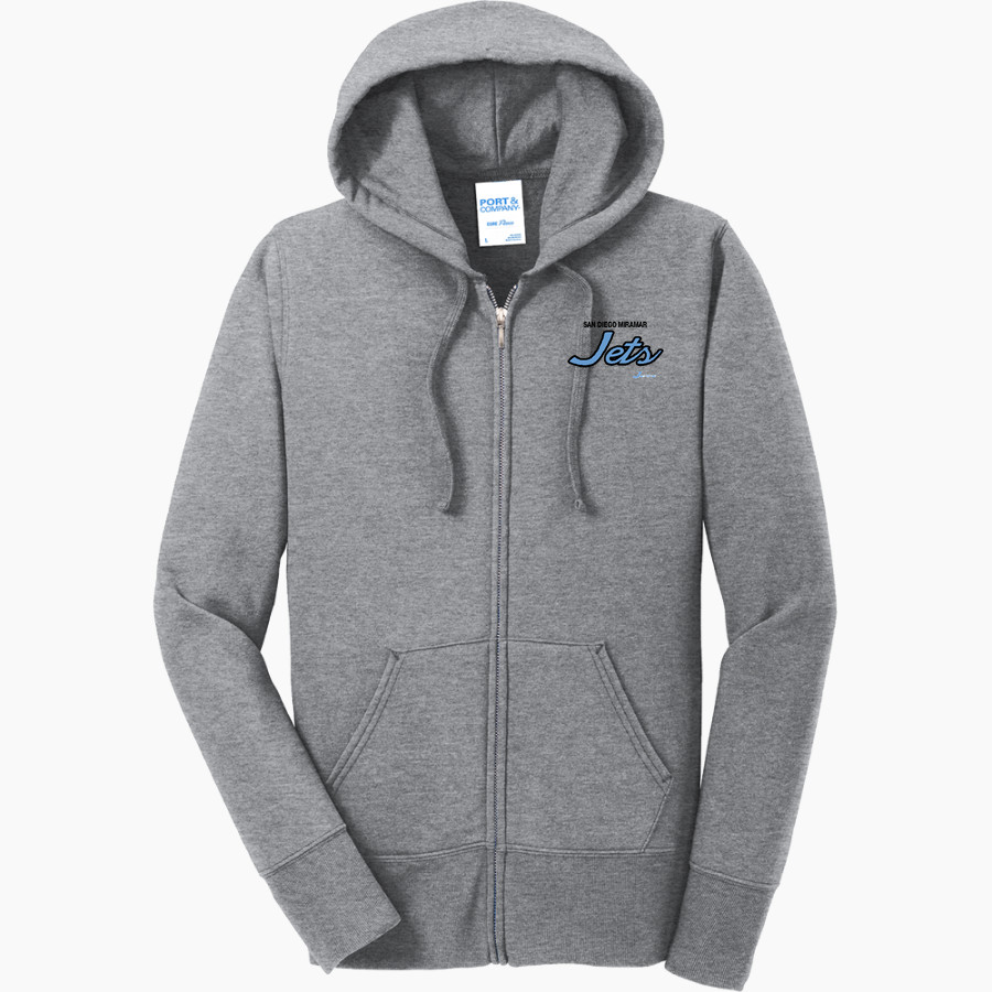 San Diego Miramar Jets <span class="pdp-name-mascot">San Diego Miramar College Jets</span> Port & Company Women's Full Zip Hooded Sweatshirt