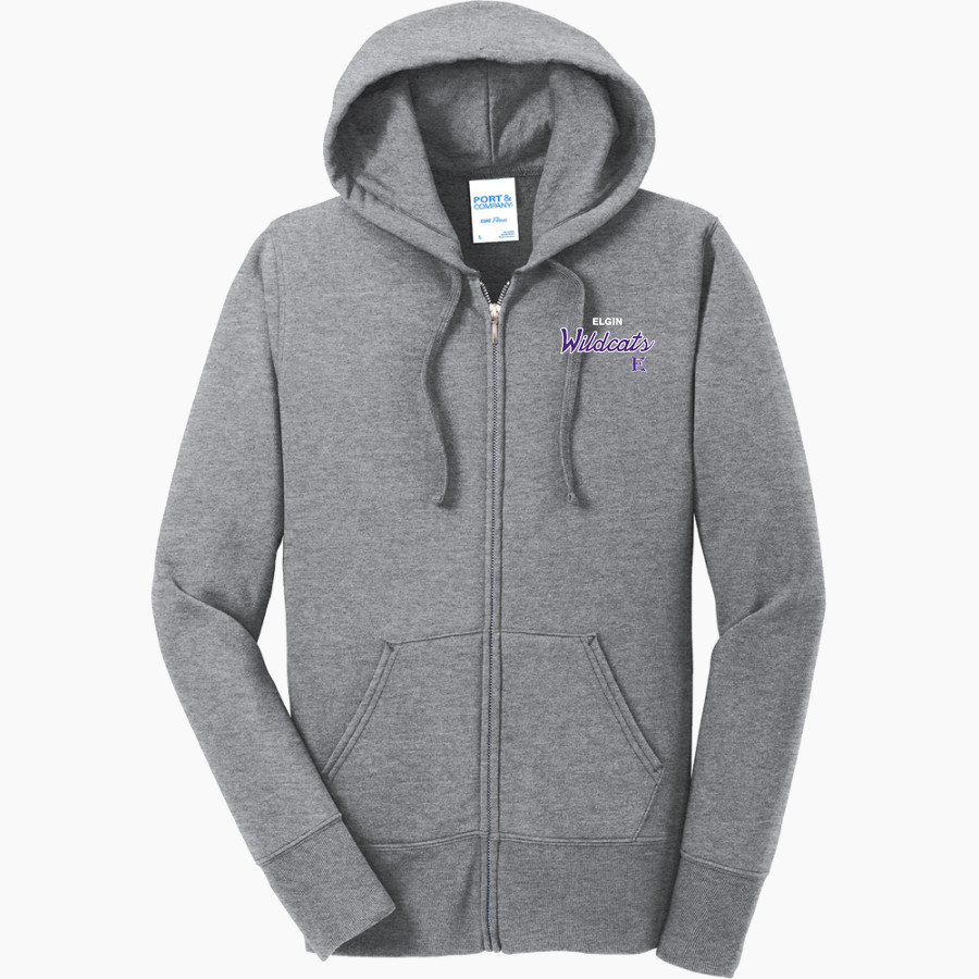 ELGIN HIGH SCHOOL WILDCATS <span class="pdp-name-mascot">ELGIN WILDCATS</span> Port & Company Women's Full Zip Hooded Sweatshirt