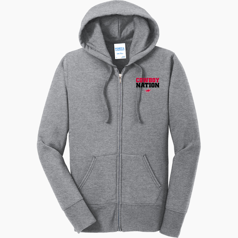 LaBelle Cowboys Port & Company Women's Full Zip Hooded Sweatshirt