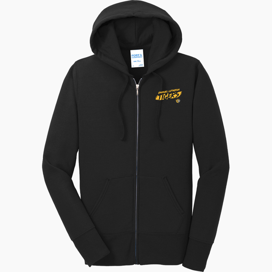 Emanuel Lutheran Tigers <span class="pdp-name-mascot">Emanuel Lutheran School Tigers</span> Port & Company Women's Full Zip Hooded Sweatshirt