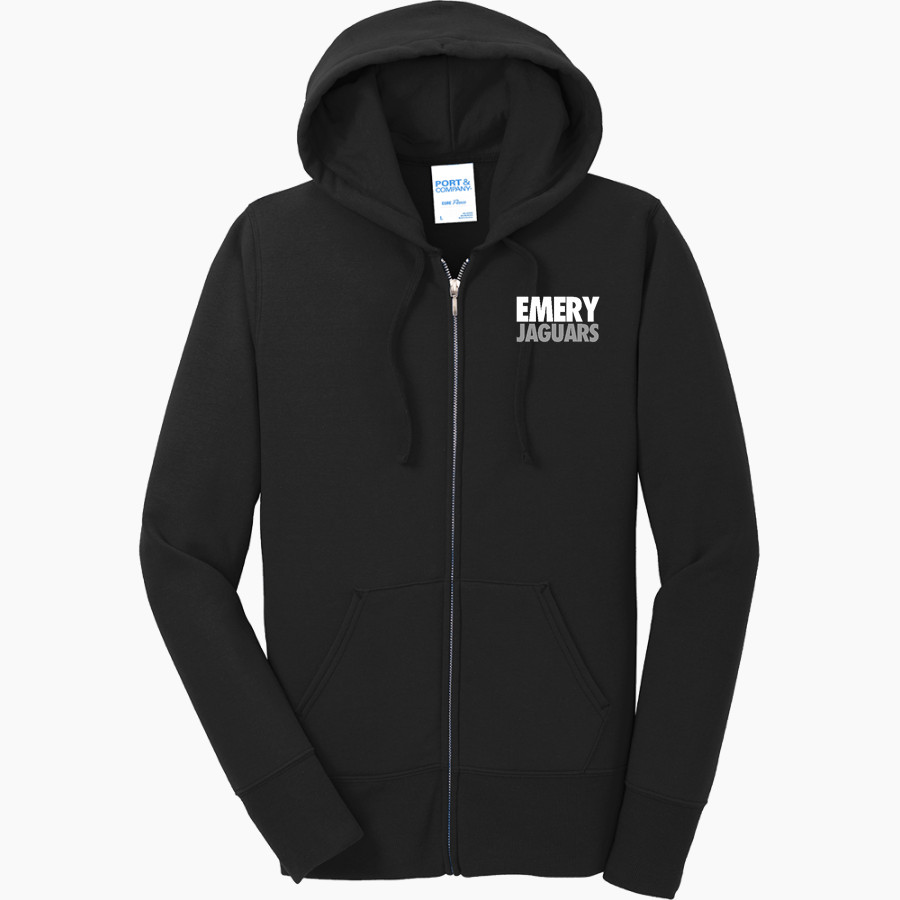 Emery Jaguars Port & Company Women's Full Zip Hooded Sweatshirt