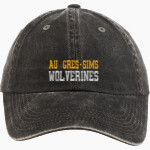 Au Gres-Sims HIGH SCHOOL WOLVERINES <span class="pdp-name-mascot">AU GRES - SIMS WOLVERINES</span> Port Authority Women's Garment Washed Hat Front Thumbnail