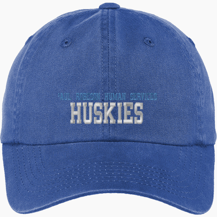 PAUL ROBESON HIGH SCHOOL FOR HUMAN SERVICES HUSKIES <span class="pdp-name-mascot">PAUL ROBESON HUMAN SERVICES HUSKIES</span> Port Authority Women's Garment Washed Hat