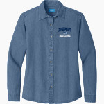 Arkport Bluejays Bluejays Port & Company Women's Long Sleeve Value Denim Shirt Front Thumbnail