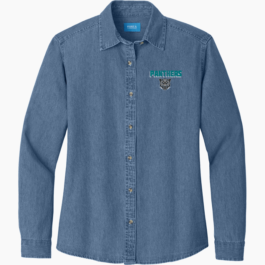 Pearson Panthers Port & Company Women's Long Sleeve Value Denim Shirt