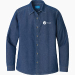 White Bear Sailing School <span class="pdp-name-mascot">White Bear Sailing School</span> Port & Company Women's Long Sleeve Value Denim Shirt Front Thumbnail