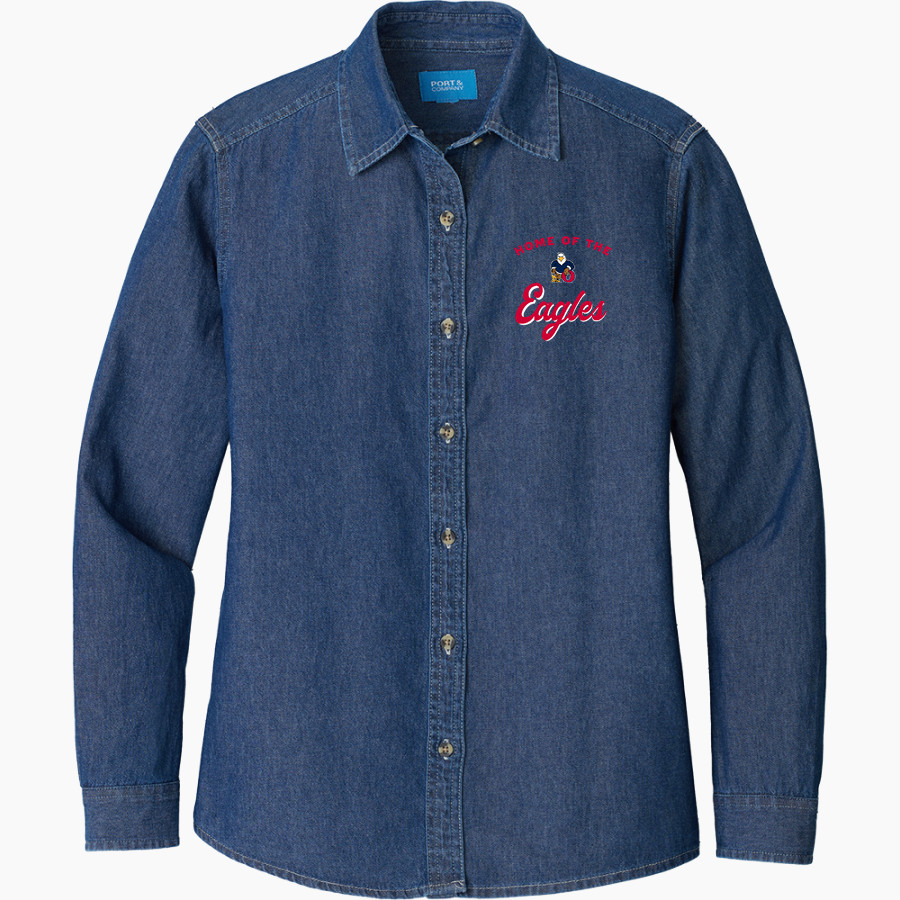 Oswalt Eagles <span class="pdp-name-mascot">Oswalt Academy Eagles</span> Port & Company Women's Long Sleeve Value Denim Shirt
