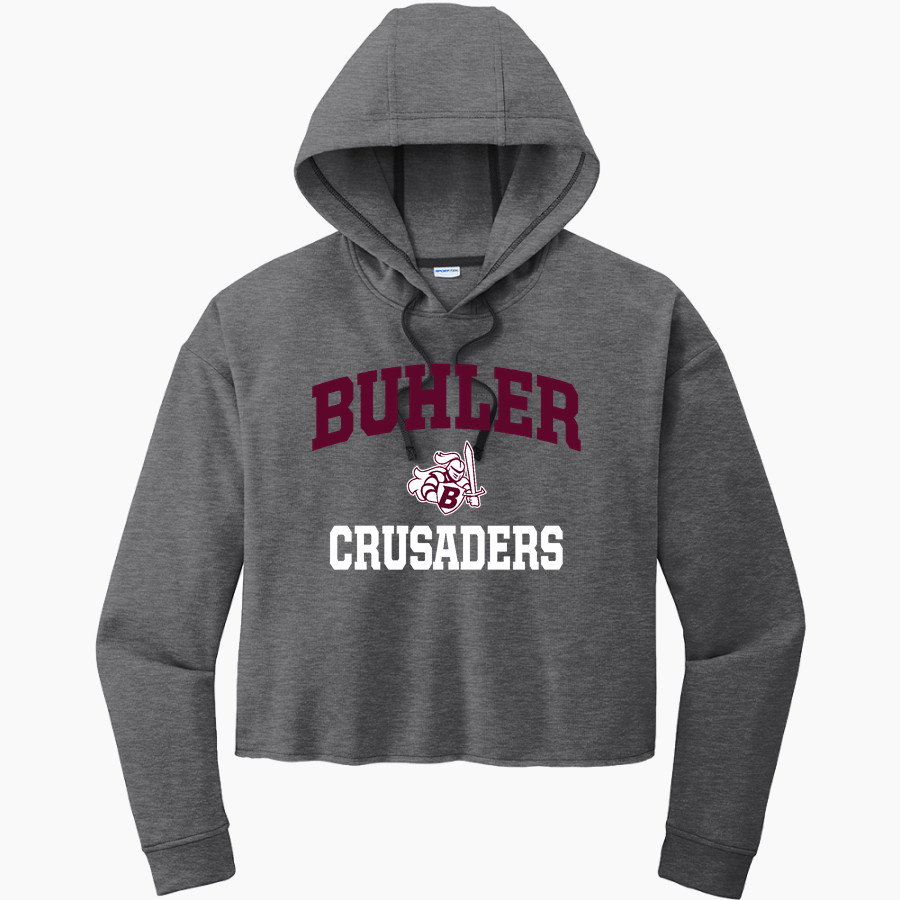 Buhler High School Crusaders Online Store <span class="pdp-name-mascot">Buhler Crusaders</span> Sport-Tek Women's PosiCharge Tri-Blend Fleece Midi Hoodie