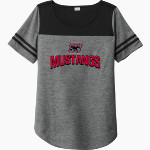 SOUTH WESTERN SENIOR HIGH SCHOOL MUSTANGS <span class="pdp-name-mascot">SOUTH WESTERN MUSTANGS</span> Sport-Tek Ladies PosiCharge Tri-Blend Wicking Fan Tee Front Thumbnail