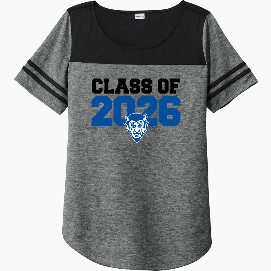 Lebanon Blue Devils <span class="pdp-name-mascot">Lebanon Blue Devils</span> Sport-Tek Ladies PosiCharge Tri-Blend Wicking Fan Tee