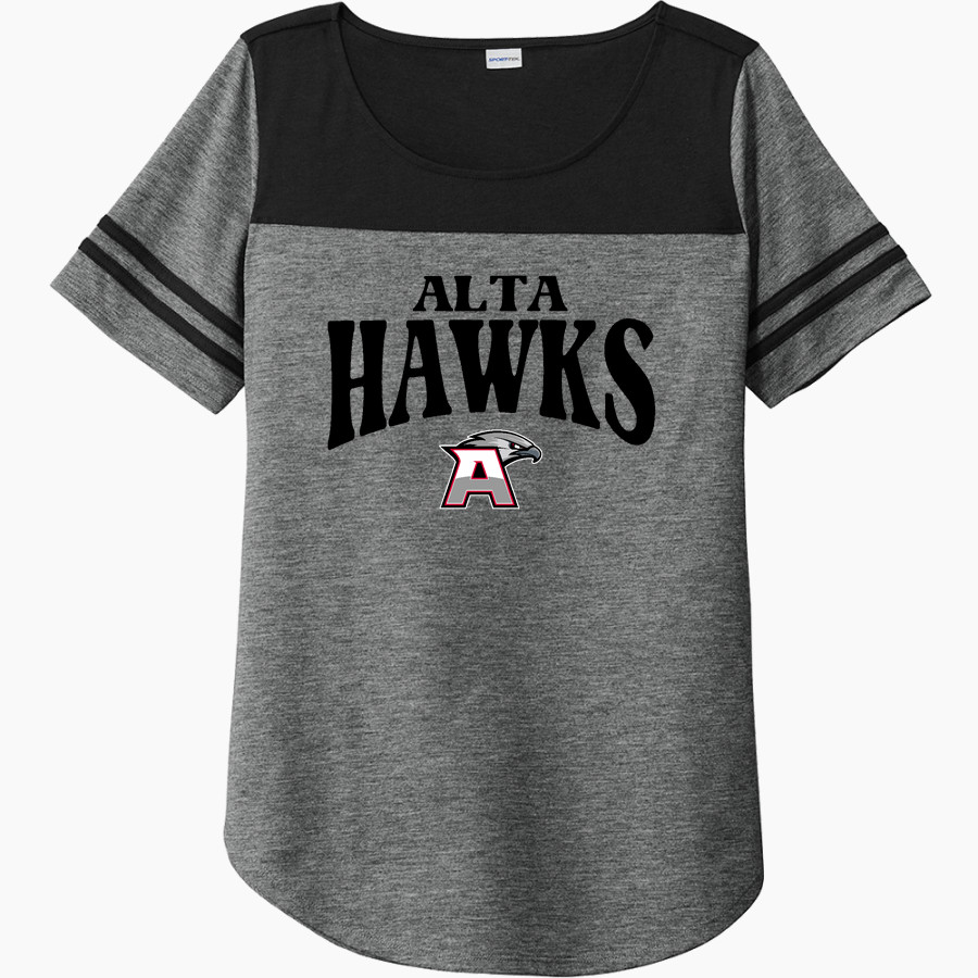 ALTA HIGH SCHOOL HAWKS Sport-Tek Ladies PosiCharge Tri-Blend Wicking Fan Tee