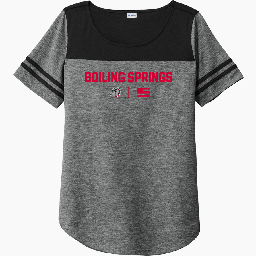 Boiling Springs Middle School bulldogs offical sideline store <span class="pdp-name-mascot">Boiling Springs Bulldogs</span> Sport-Tek Ladies PosiCharge Tri-Blend Wicking Fan Tee