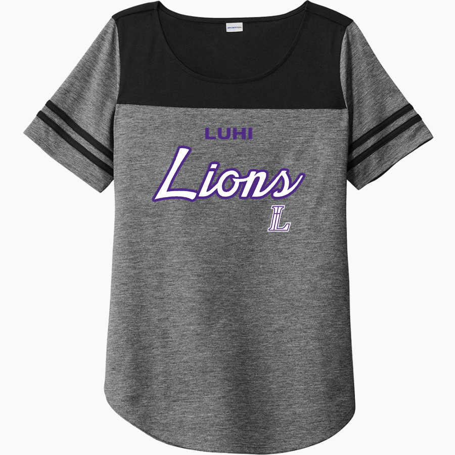 LUHI Lions <span class="pdp-name-mascot">Lutheran Lions</span> Sport-Tek Ladies PosiCharge Tri-Blend Wicking Fan Tee