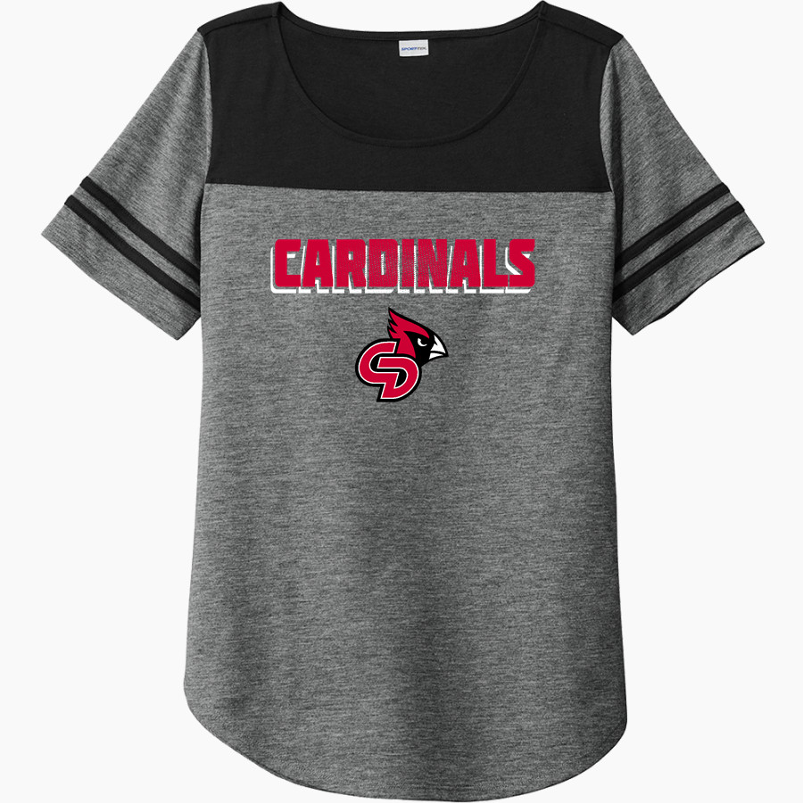 Central Decatur Cardinals Sport-Tek Ladies PosiCharge Tri-Blend Wicking Fan Tee