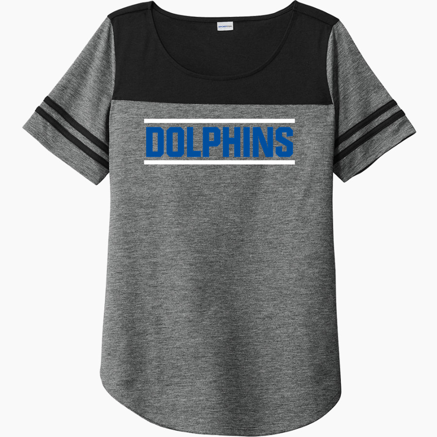 BARTLE Dolphins <span class="pdp-name-mascot">BARTLE ELEMENTARY SCHOOL Dolphins</span> Sport-Tek Ladies PosiCharge Tri-Blend Wicking Fan Tee