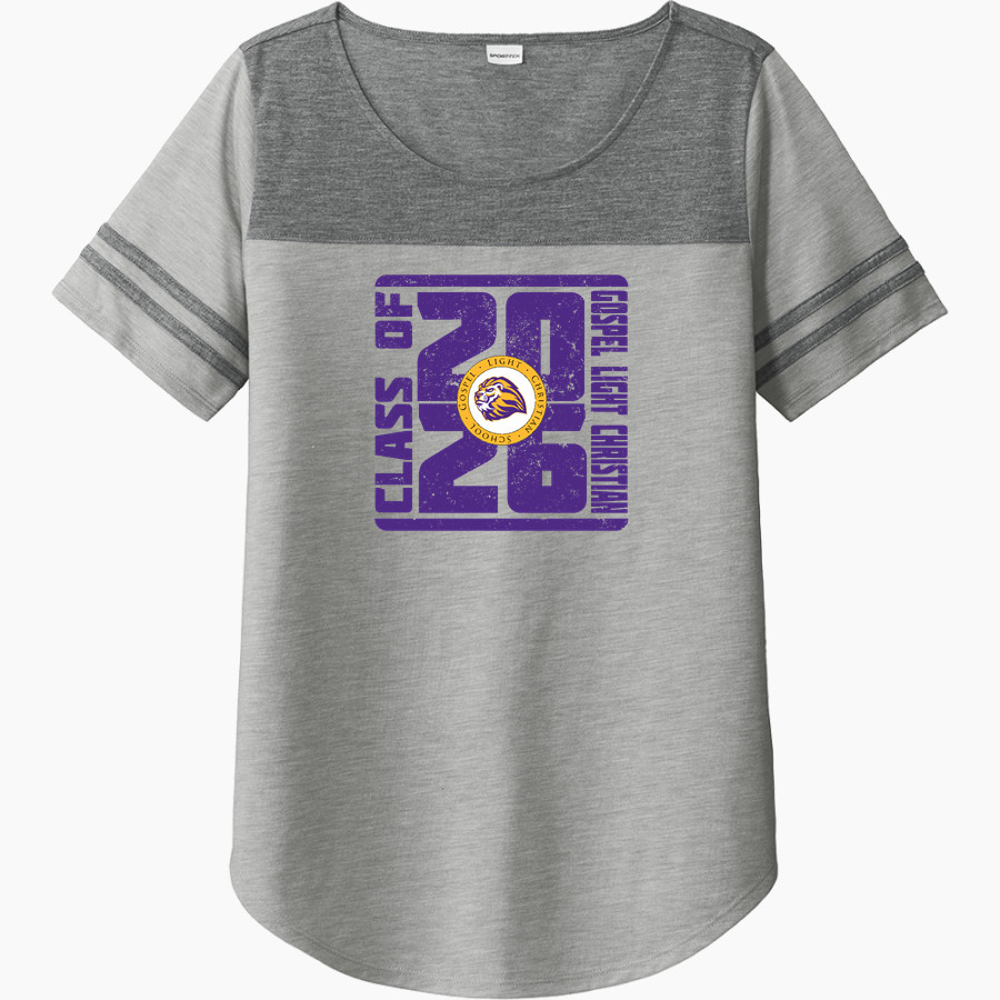 Gospel Light Christian Lions <span class="pdp-name-mascot">Gospel Light Christian School Lions</span> Sport-Tek Ladies PosiCharge Tri-Blend Wicking Fan Tee