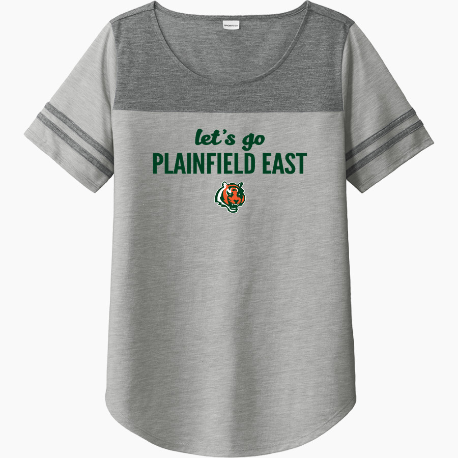 Plainfield East Bengals <span class="pdp-name-mascot">Plainfield East</span> Sport-Tek Ladies PosiCharge Tri-Blend Wicking Fan Tee