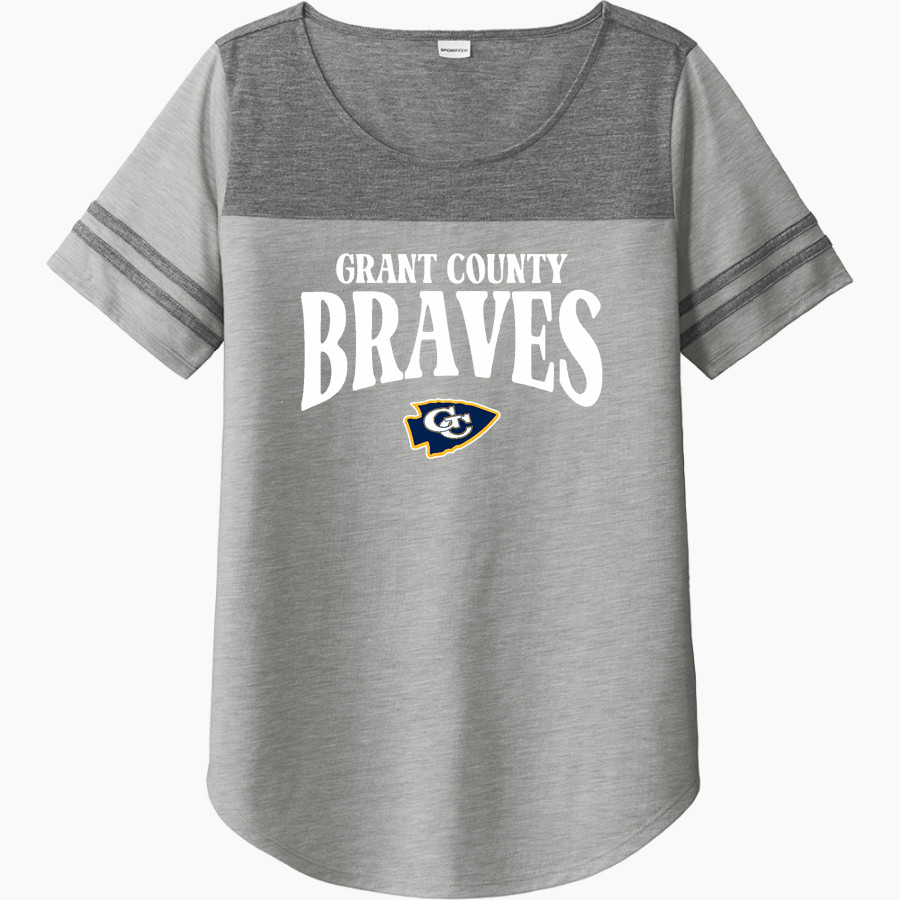 Grant County Braves The Official Online Store <span class="pdp-name-mascot">Grant County Braves</span> Sport-Tek Ladies PosiCharge Tri-Blend Wicking Fan Tee