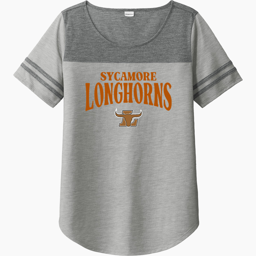 Sycamore Longhorns Sport-Tek Ladies PosiCharge Tri-Blend Wicking Fan Tee