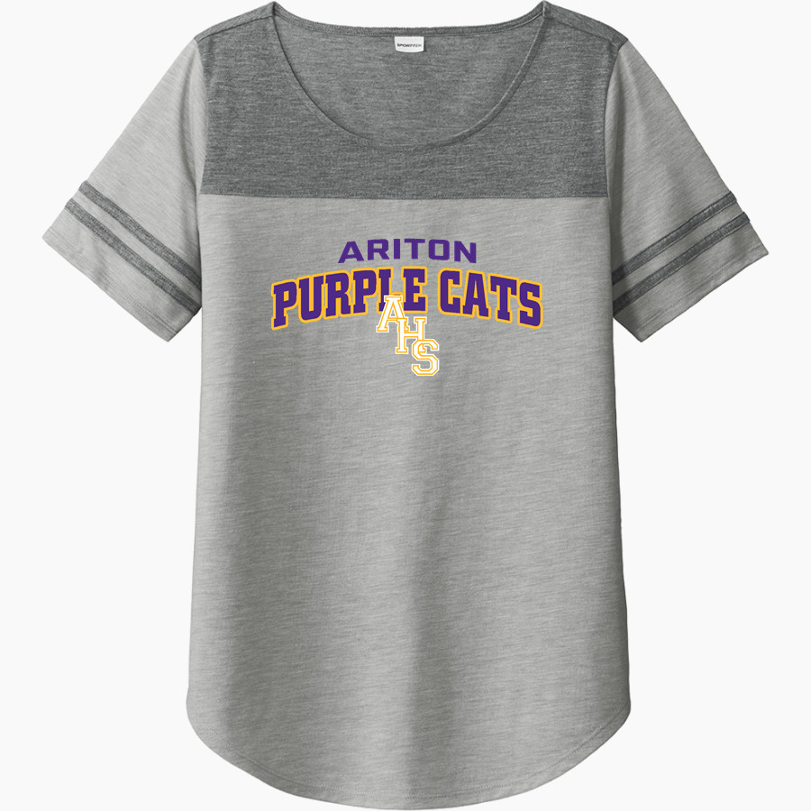 Ariton Purple Cats <span class="pdp-name-mascot">Ariton Purple Cats</span> Sport-Tek Ladies PosiCharge Tri-Blend Wicking Fan Tee