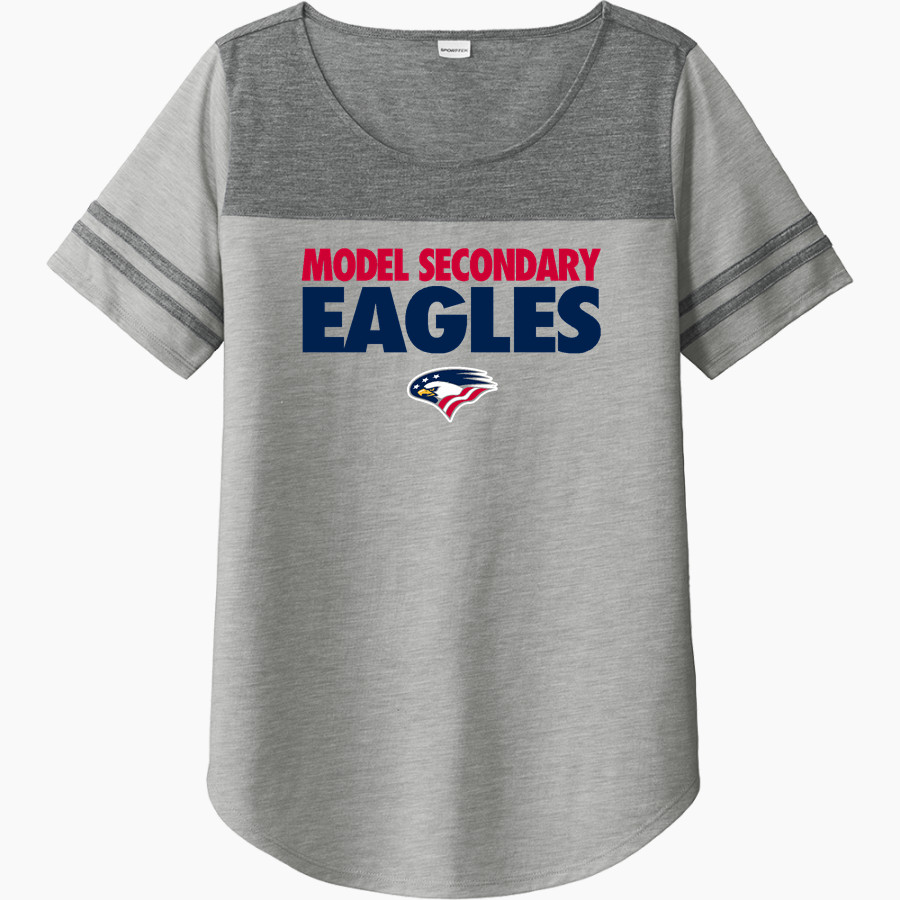 Model Secondary School for the Deaf Eagles <span class="pdp-name-mascot">Laurent Clerc Eagles</span> Sport-Tek Ladies PosiCharge Tri-Blend Wicking Fan Tee
