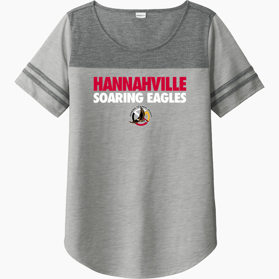 Hannahville Soaring Eagles <span class="pdp-name-mascot">Hannahville Indian School Eagles</span> Sport-Tek Ladies PosiCharge Tri-Blend Wicking Fan Tee