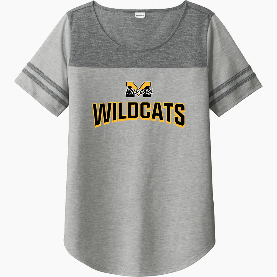 MAQUOKETA VALLEY HIGH SCHOOL WILDCATS <span class="pdp-name-mascot">MAQUOKETA VALLEY WILDCATS</span> Sport-Tek Ladies PosiCharge Tri-Blend Wicking Fan Tee