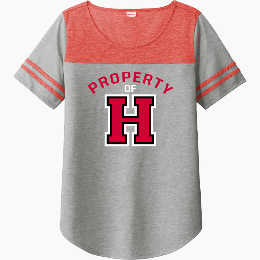 HILTON CADETS together we win <span class="pdp-name-mascot">HILTON CADETS</span> Sport-Tek Ladies PosiCharge Tri-Blend Wicking Fan Tee