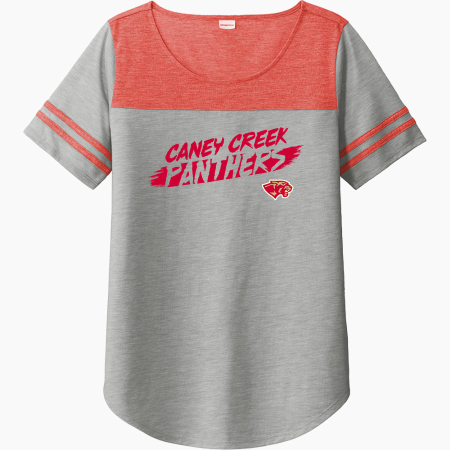 CANEY CREEK HIGH SCHOOL PANTHERS Sport-Tek Ladies PosiCharge Tri-Blend Wicking Fan Tee