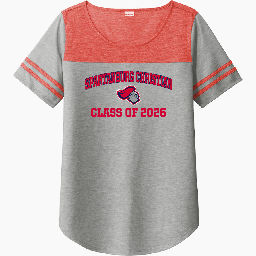 SPARTANBURG CHRISTIAN ACADEMY WARRIORS <span class="pdp-name-mascot">SPARTANBURG WARRIORS</span> Sport-Tek Ladies PosiCharge Tri-Blend Wicking Fan Tee