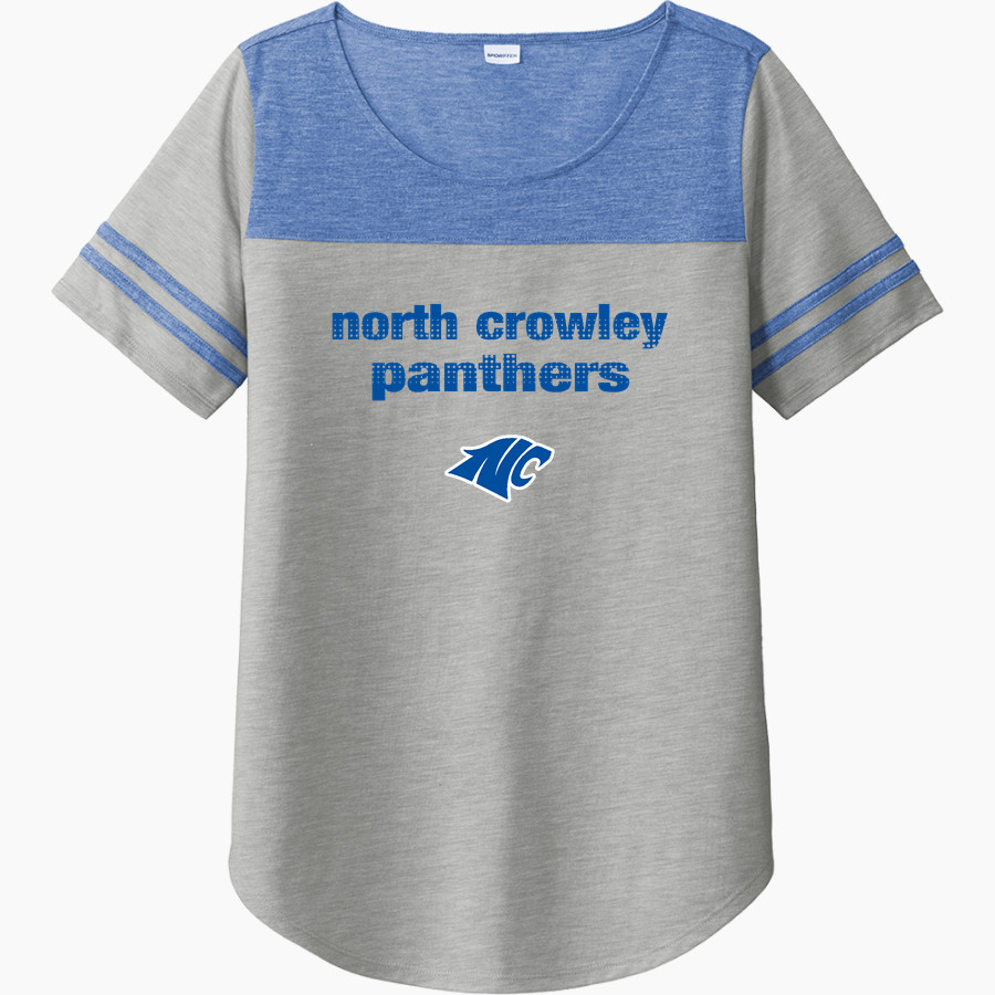 NORTH CROWLEY HIGH SCHOOL PANTHERS Sport-Tek Ladies PosiCharge Tri-Blend Wicking Fan Tee